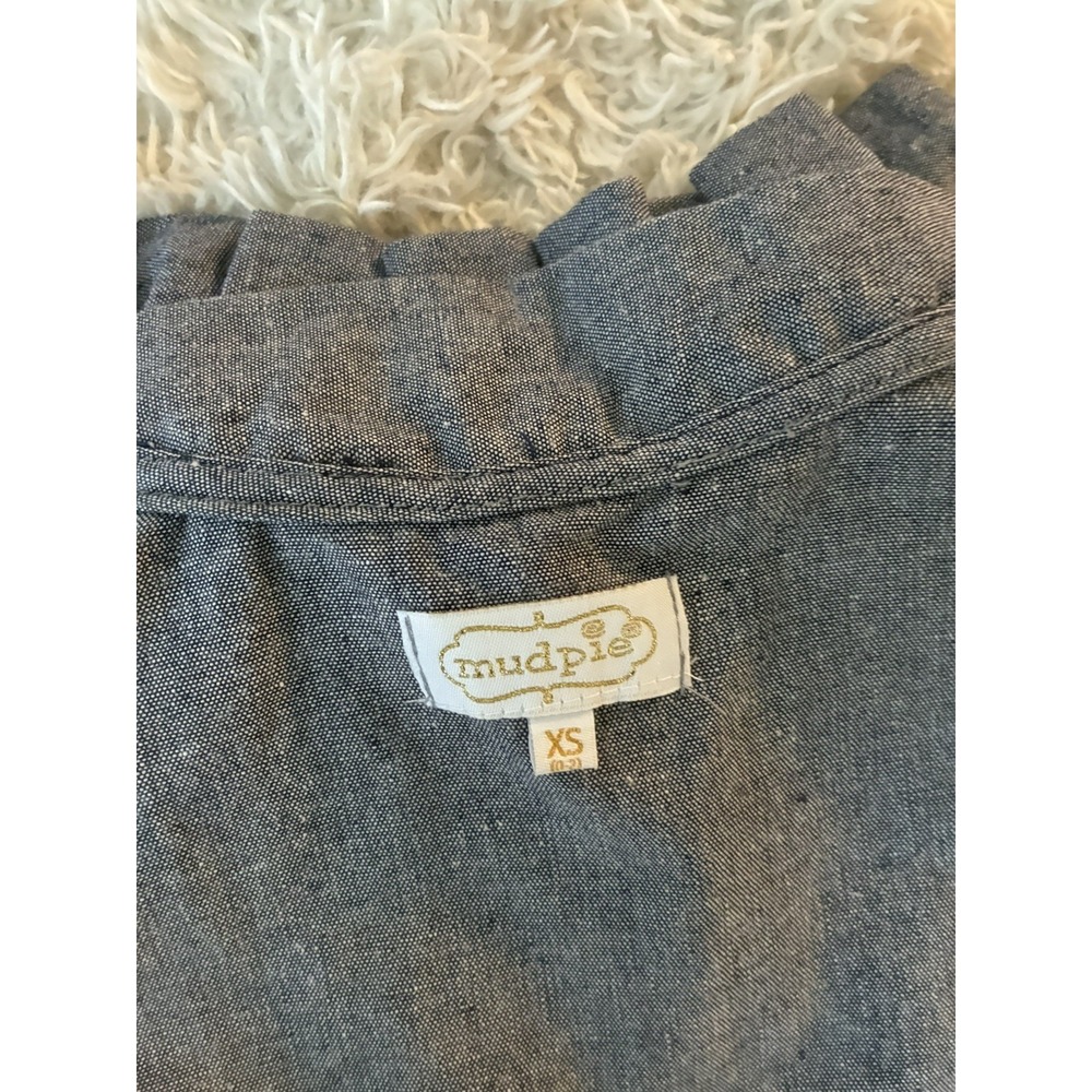 Mud Pie ladies Sleeveless Ruffle Collar Chambray Blouse XS , denim in color - Picture 4 of 16